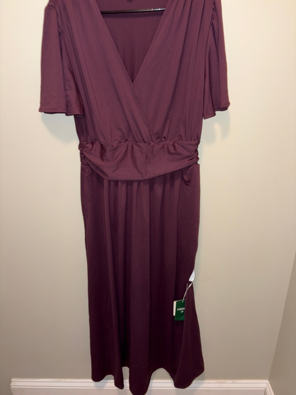 HALARA Burgundy Wrap-Style Maxi Dress